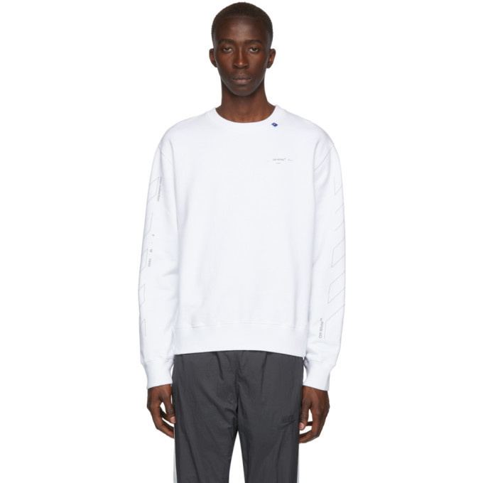 Photo: Off-White White and Silver Diagonal Unfinished Slim Sweatshirt