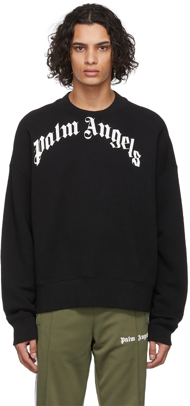Photo: Palm Angels Black Curved Logo Sweatshirt