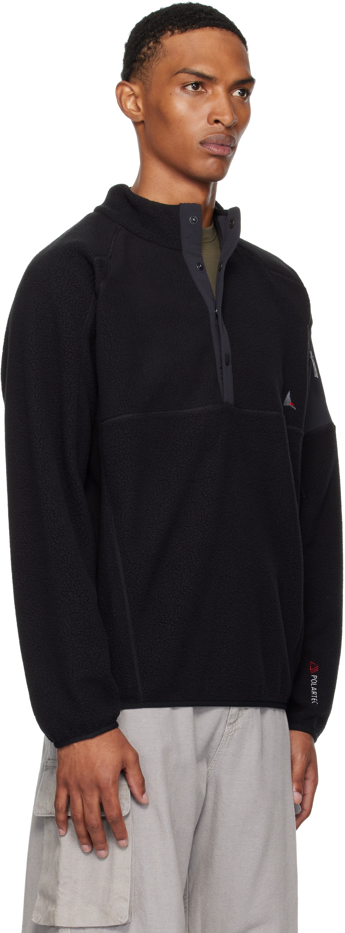 ROA Black Polartec Fleece Button Up Sweater