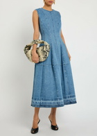 Simkhai Bowen Panelled Stretch-denim Midi Dress Blue