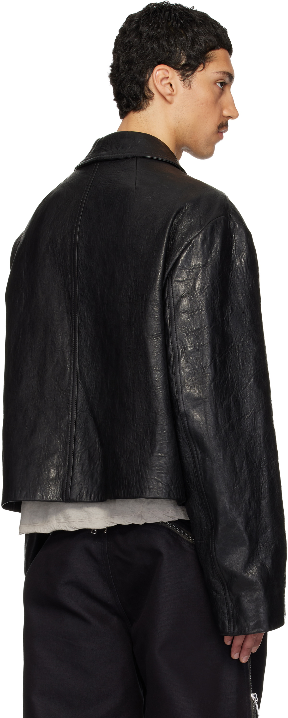 Rick Owens Black Temple Heizer Mac Leather Jacket Rick Owens