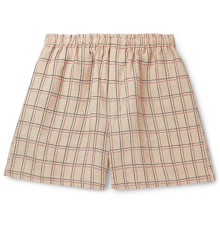 Photo: BODE - Checked Linen Drawstring Shorts - Neutrals