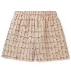 BODE - Checked Linen Drawstring Shorts - Neutrals