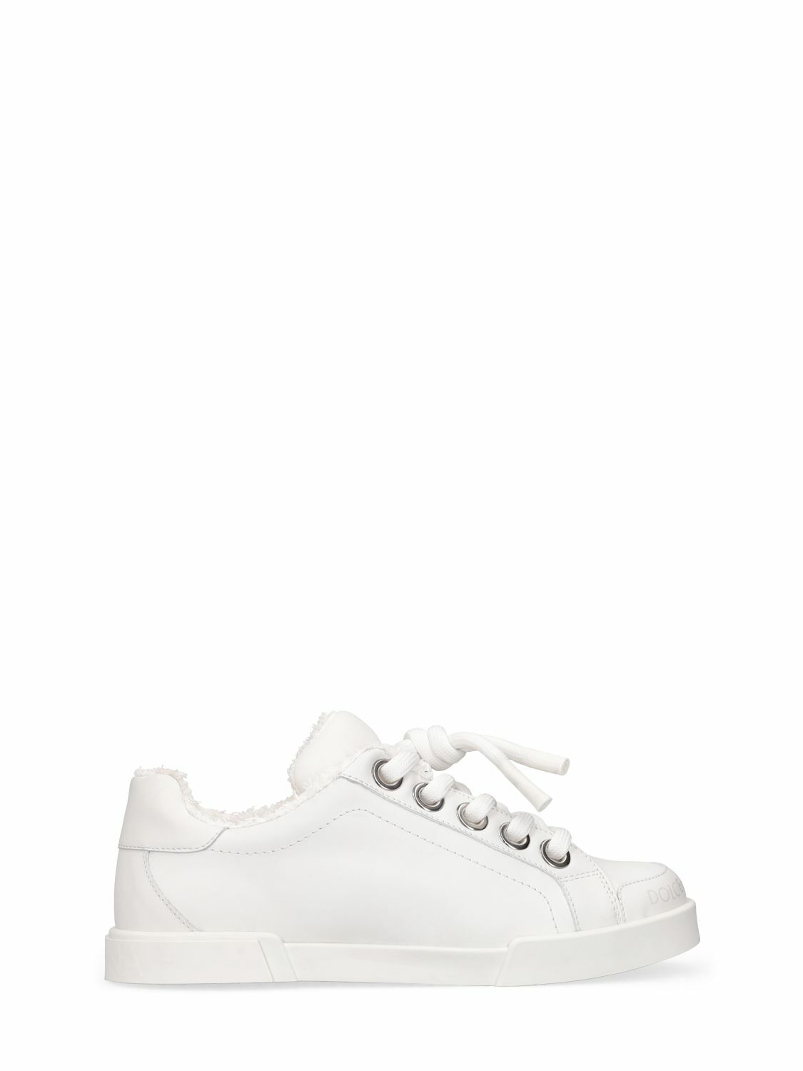 Dolce & Gabbana Black Lace Leather Logo Flat Slip-On Sneakers