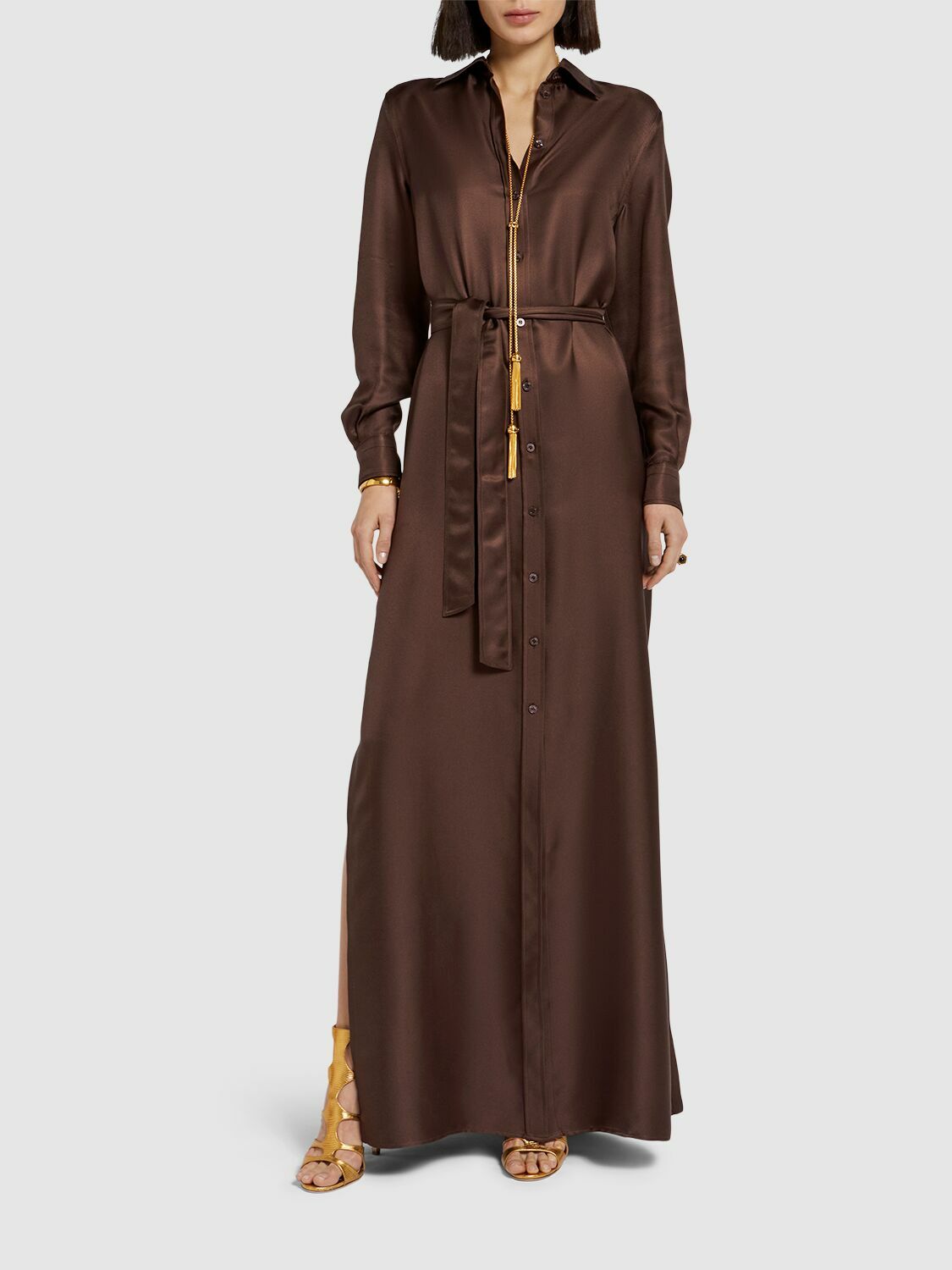 【送料&関税込】Tom Ford Long Shirt Dress TOM FORD Belted Silk Twill Long Shirt Dress TOM FORD