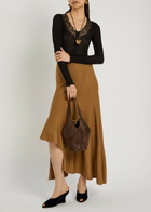 Khaite Lotus Mini Suede Tote bag - Dark Brown - One Size