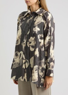 Lovebirds Midnight Bloom Pintuck Wool Shirt Black