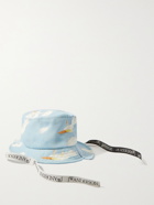 JW Anderson - Asymmetric Logo-Embroidered Printed Cotton-Canvas Bucket Hat - Blue