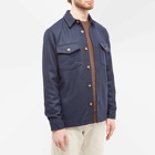 Portuguese Flannel Men's Wool Field Shirt Jacket in Navy