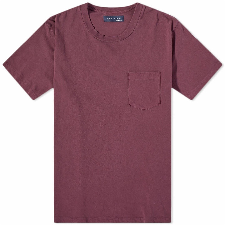 Photo: Les Tien Men's Lightweight Pocket T-Shirt in Raspberry
