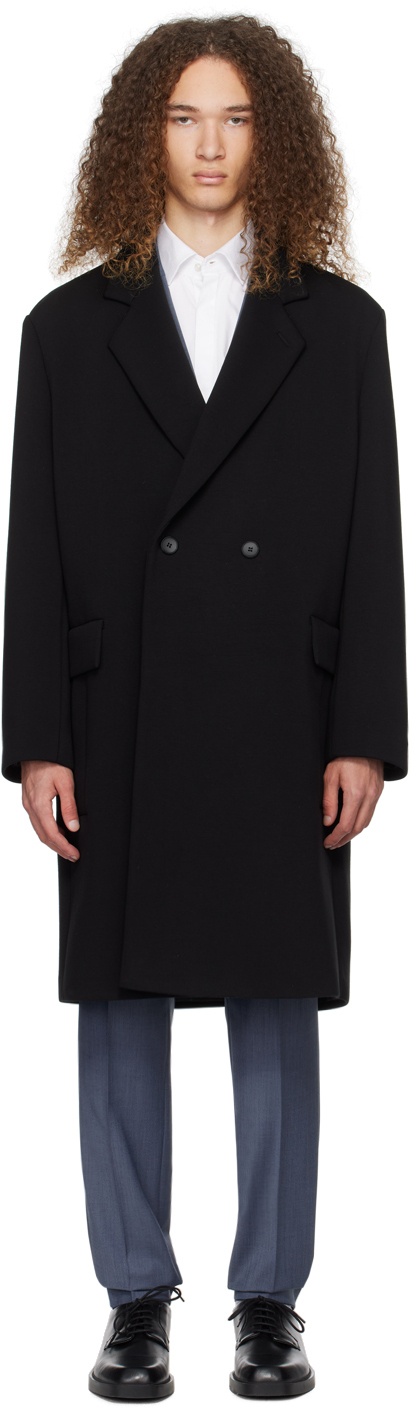 Hugo Black Double-Breasted Coat Hugo Boss