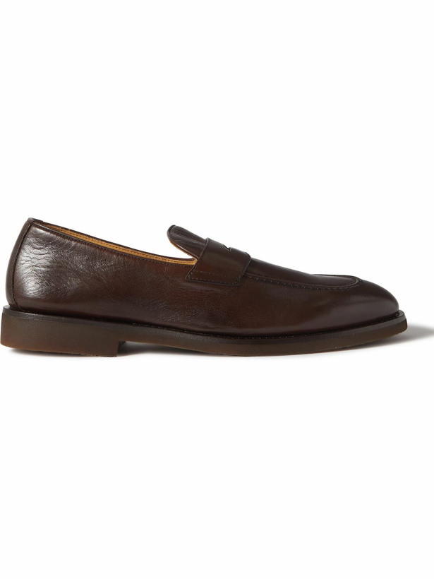 Photo: Brunello Cucinelli - Flex Leather Penny Loafers - Brown