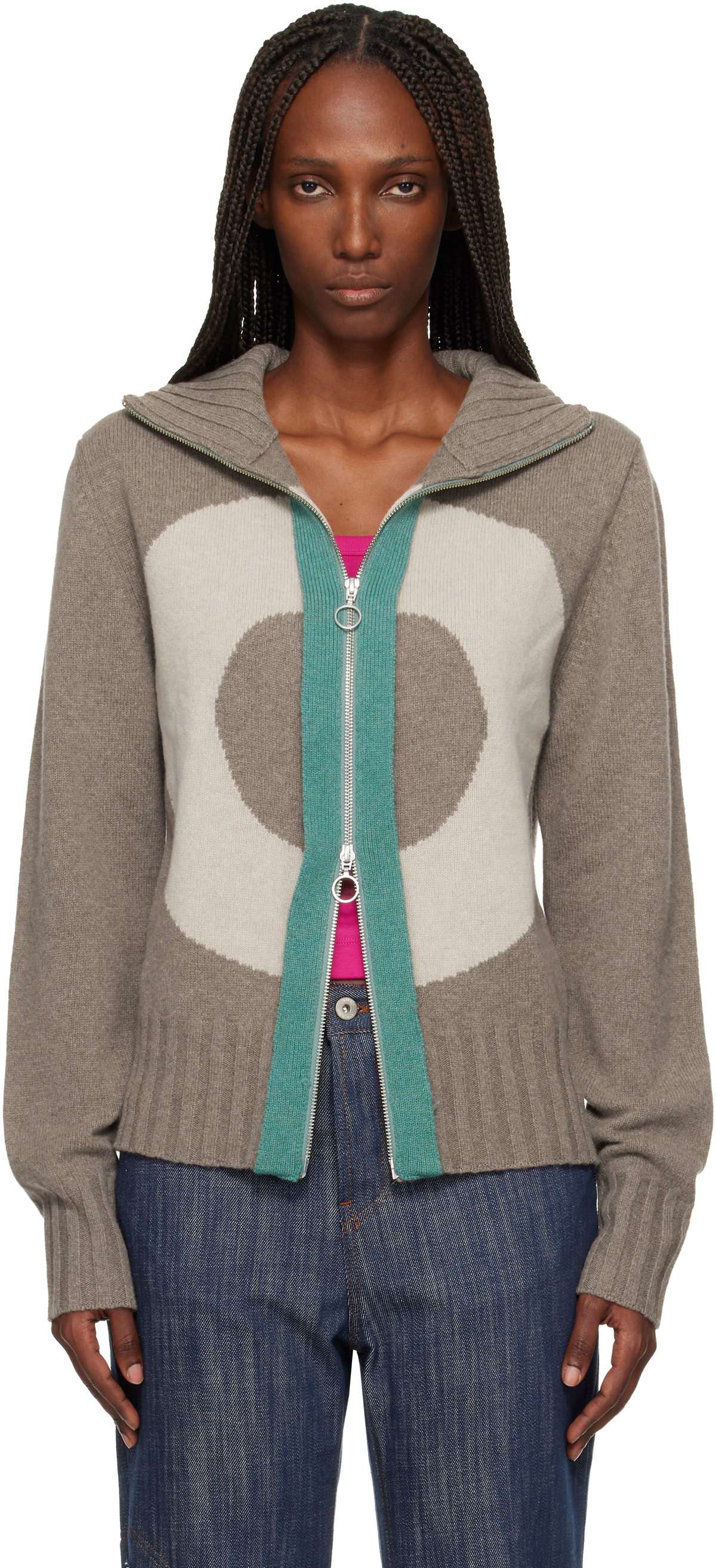 Edward Cuming Gray Ruffle Hoodie Edward Cuming