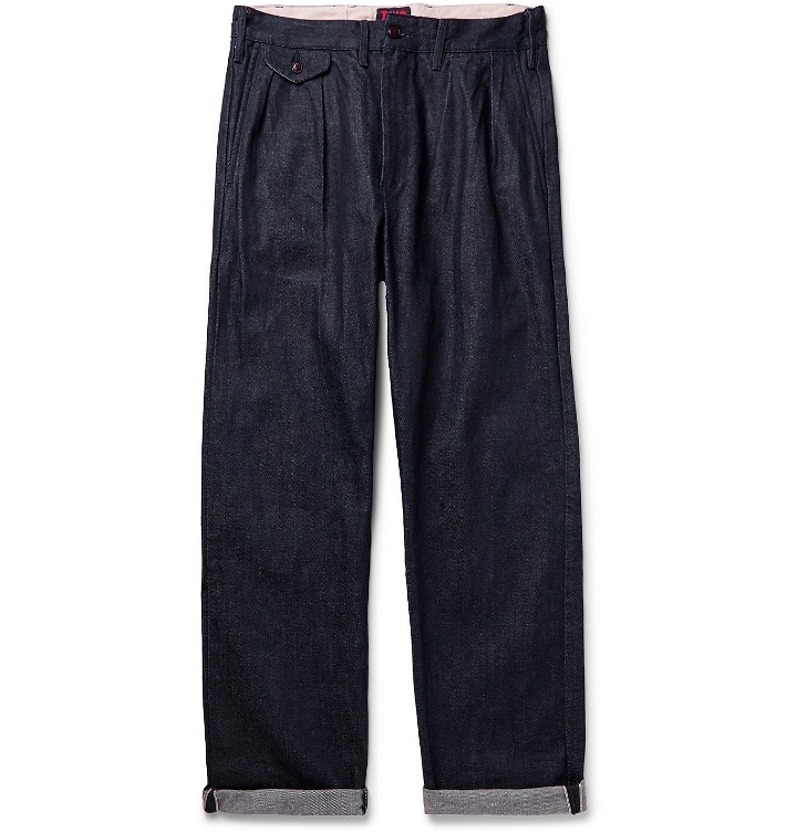 Photo: The Workers Club - Pleated Selvedge Denim Jeans - Blue