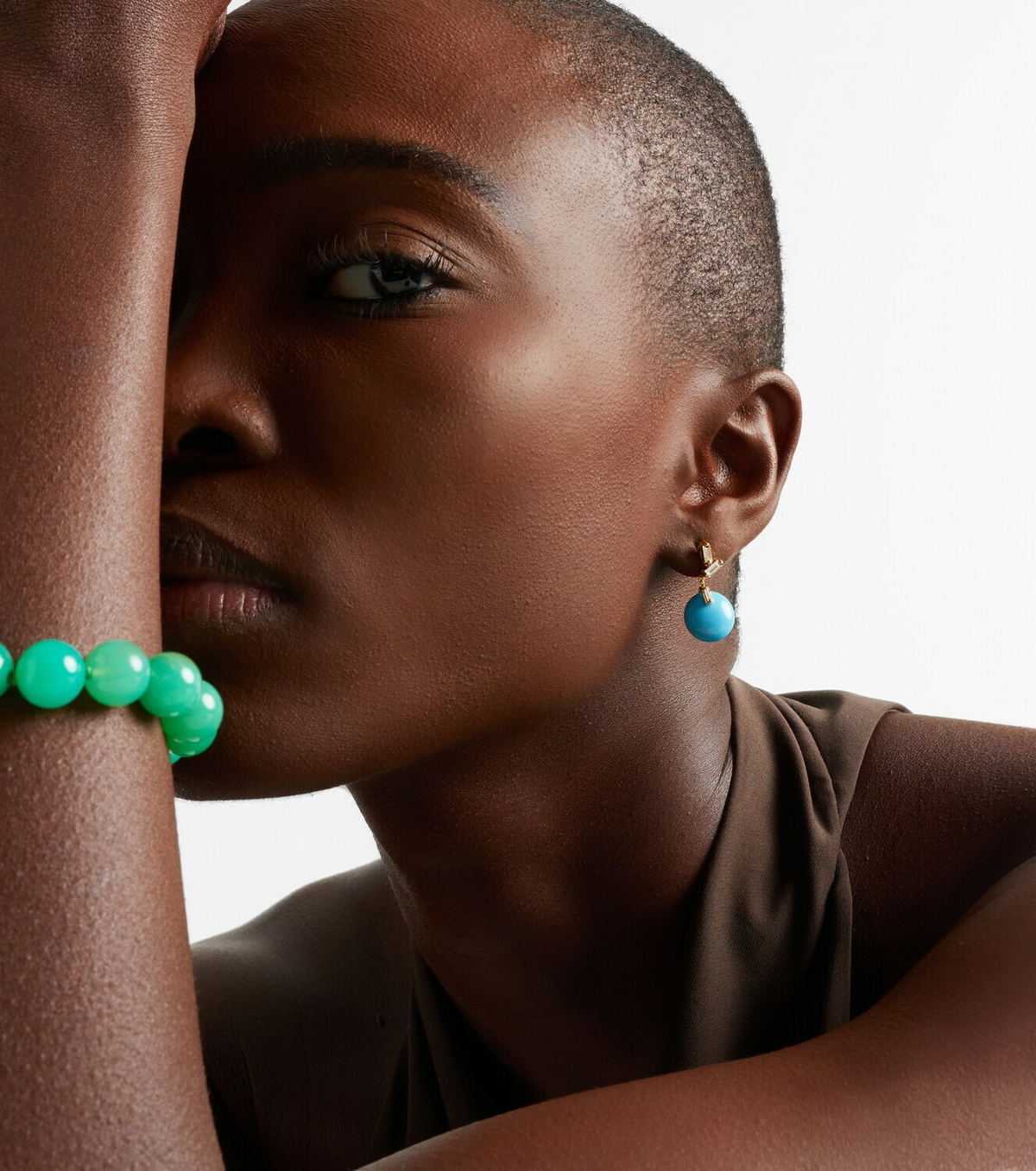 Suzanne Kalan 18kt gold drop earrings with turquoise and diamonds