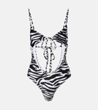 The Attico Cutout zebra-print swimsuit