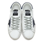 Golden Goose White and Navy Superstar Sneakers