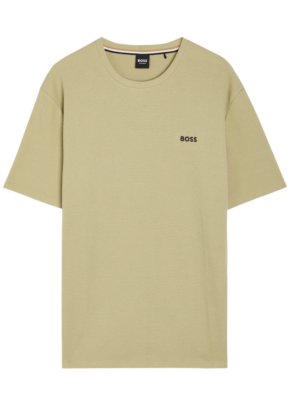 Photo: Boss Logo-embroidered Waffle T-shirt Green