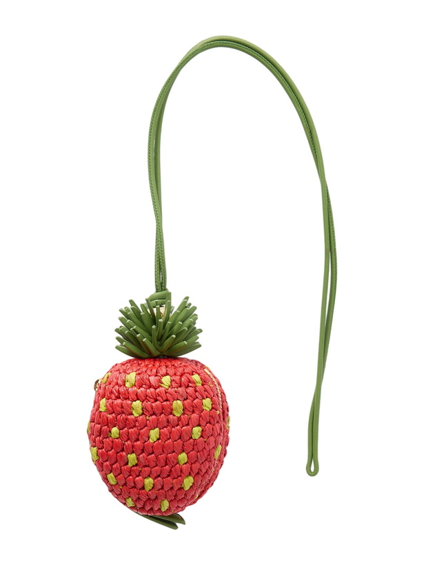 Photo: LOEWE - Paula's Ibiza Strawberry Leather-Trimmed Raffia Pouch