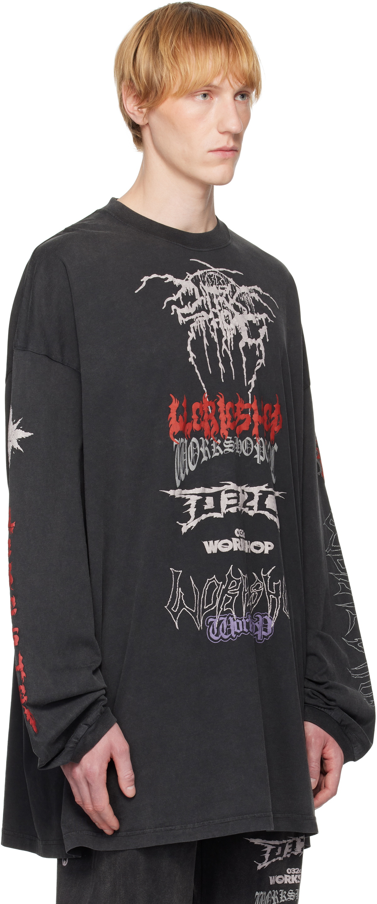 032c Black Telepresence Oversized Longsleeve T-shirt 032c