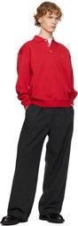 Dunst Red Leather Logo Collared Polo