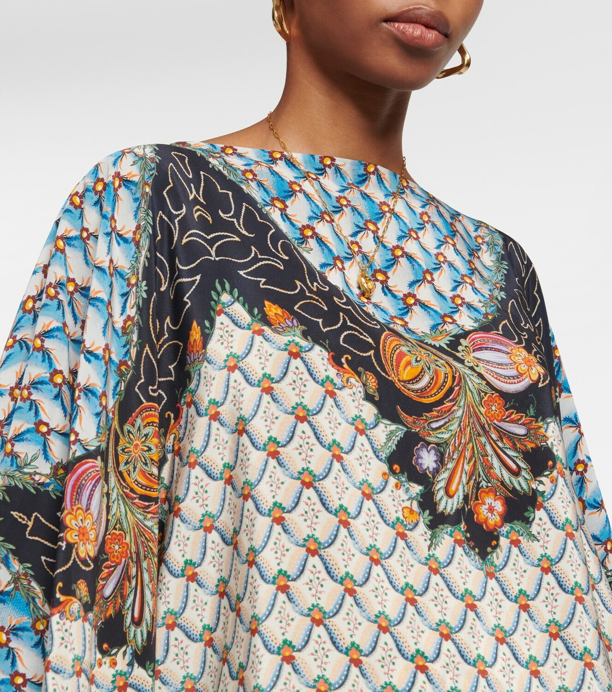 Etro Printed silk cape