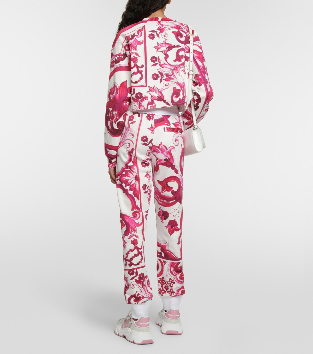 Dolce&Gabbana Majolica cropped cotton jersey sweatshirt