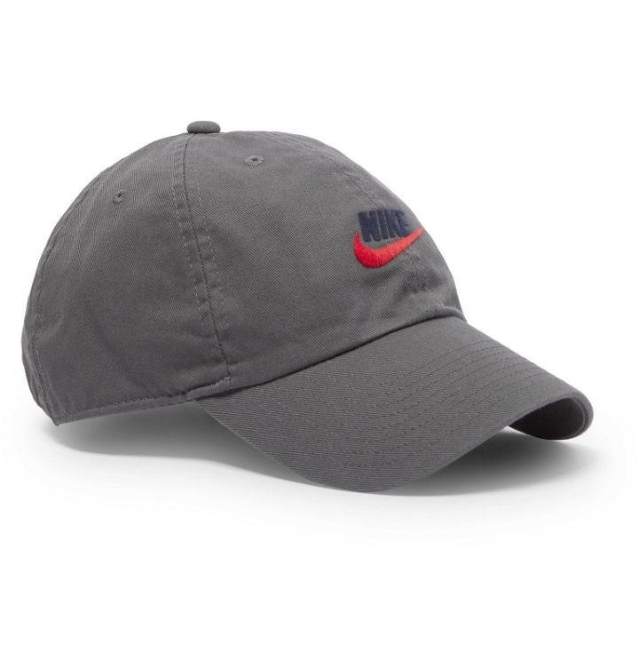 Photo: Nike - Sportswear Heritage86 Futura Logo-Embroidered Cotton-Twill Baseball Cap - Gray