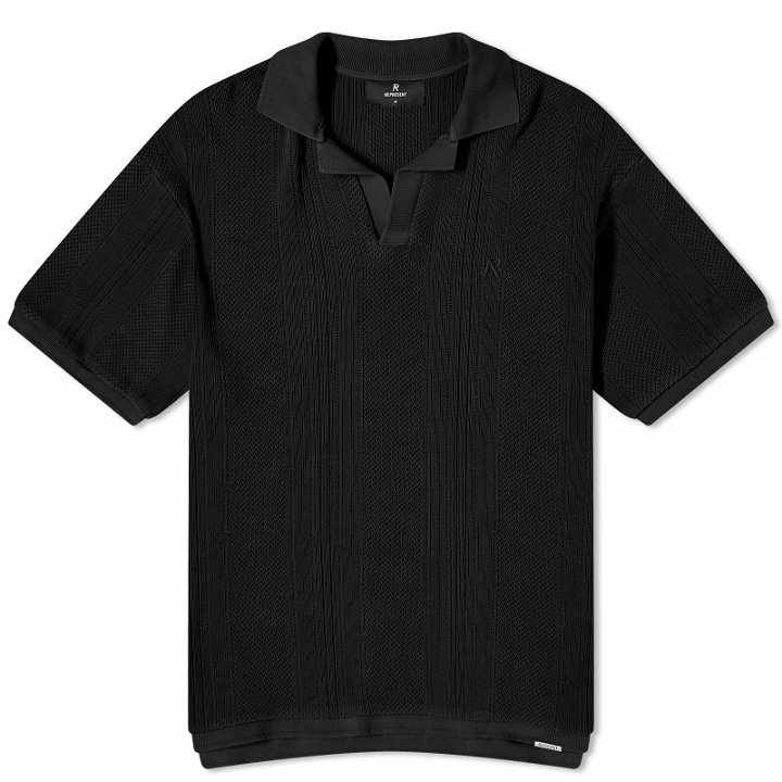 Photo: Represent Open Stitch Polo Shirt in Black