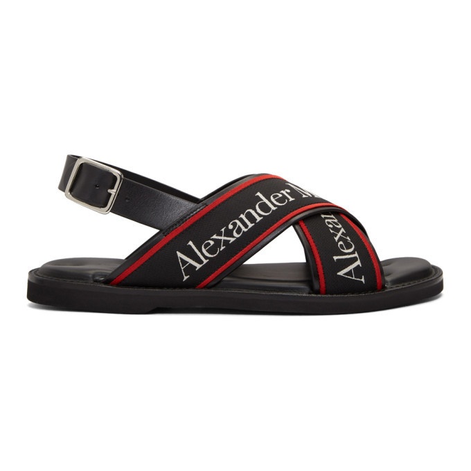 Photo: Alexander McQueen Black Logo Cross Sandals