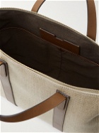Mismo - Leather-Trimmer Herringbone Cotton-Canvas Tote Bag