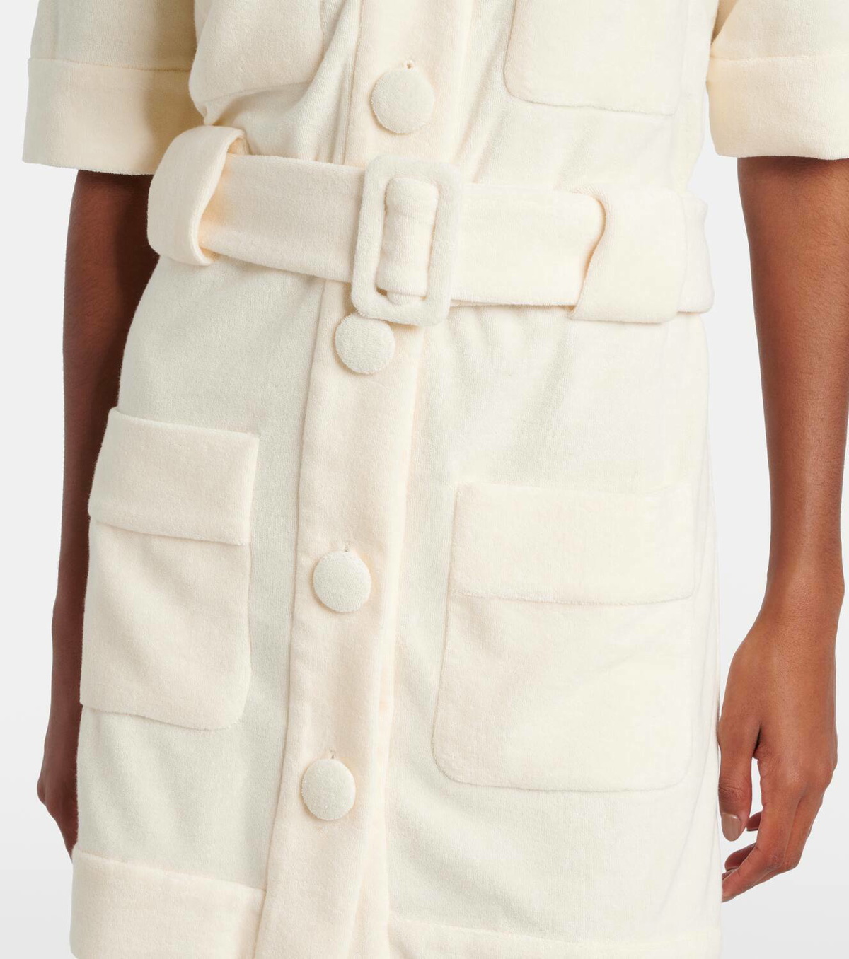 Adriana Degreas Belted cotton-blend terry minidress