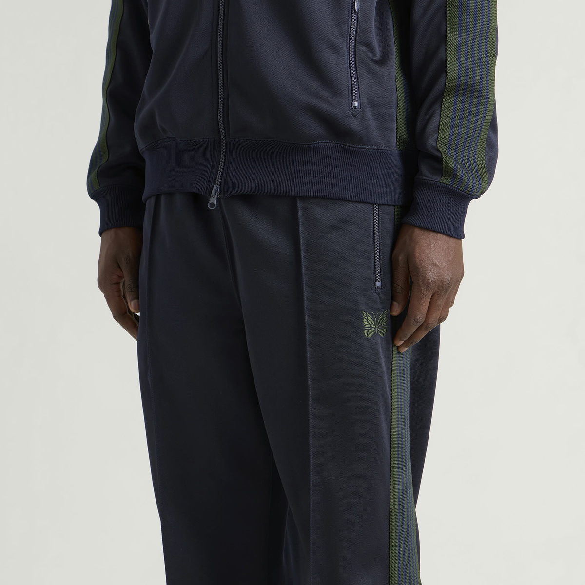 Needles Men's Poly Smooth Track Pants in Navy