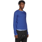 Rick Owens Blue Wool Fisherman Cropped Biker Sweater