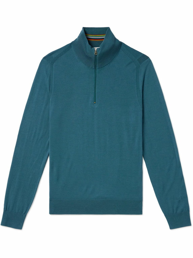 Photo: Paul Smith - Merino Wool Half-Zip Sweater - Blue