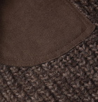 James Purdey & Sons - Suede-Trimmed Ribbed Wool Zip-Up Sweater - Brown