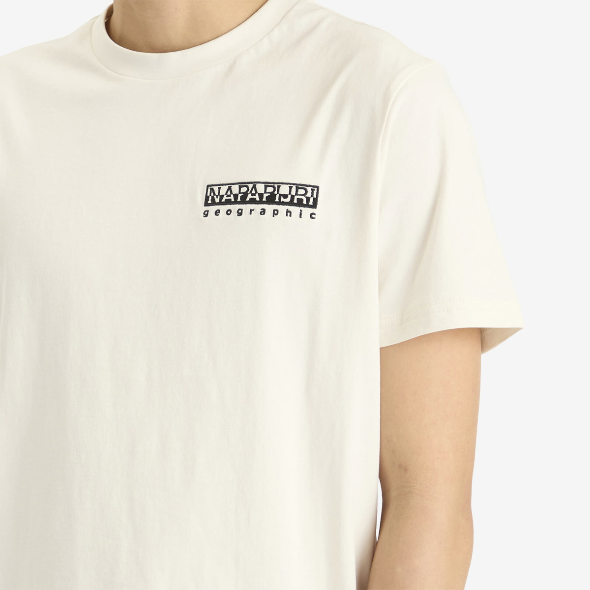 Napapijri Men's Geographic Back Print T-Shirt in White Whisper
