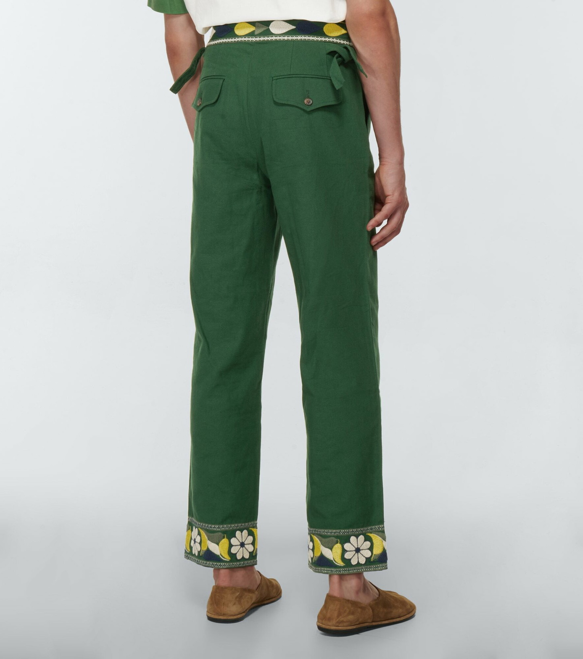 Bode - Embroidered cotton pants Bode