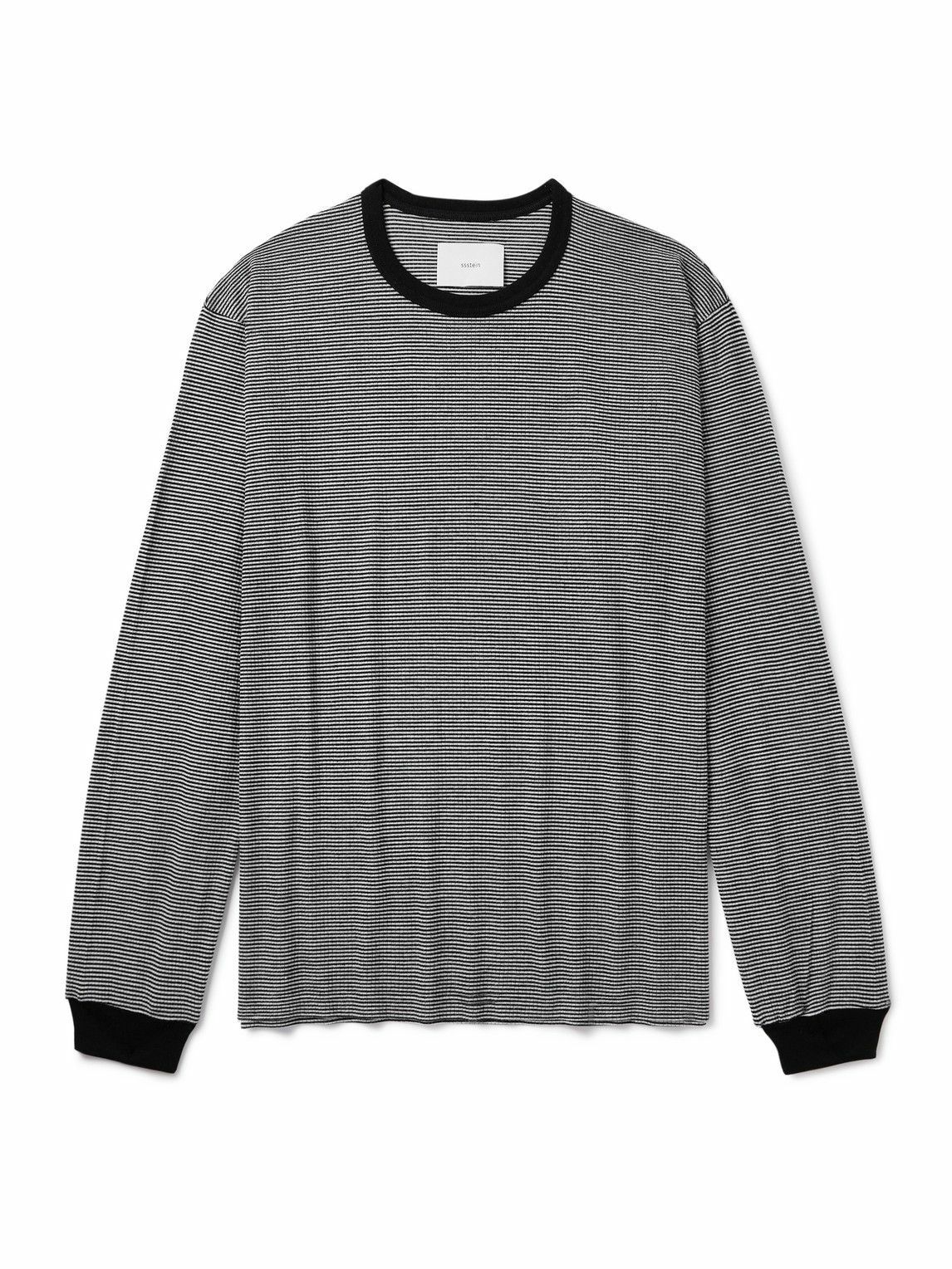 ssstein - Striped Super 120s Wool-Jersey T-Shirt - Black
