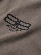 Balenciaga - BB Paris Logo-Embroidered Cotton-Jersey T-Shirt - Gray