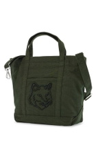 MAISON KITSUNE small tote bag in ranger green cotton with embroidered fox logo Green