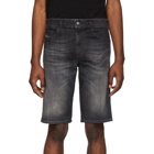 Diesel Black Denim Thoshort Shorts