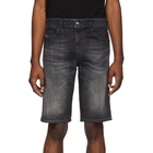 Diesel Black Denim Thoshort Shorts