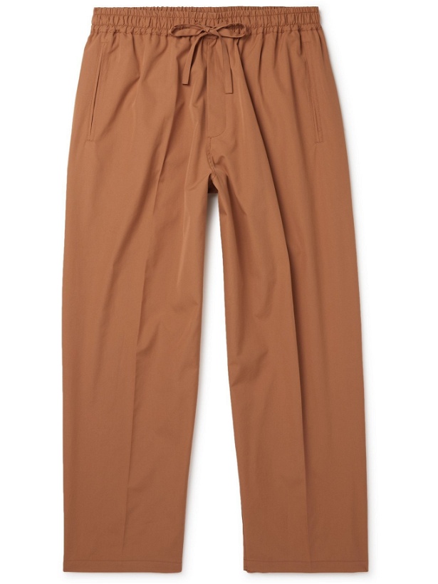Photo: UMIT BENAN B - Julian Cotton and Silk-Blend Drawstring Trousers - Brown - IT 46