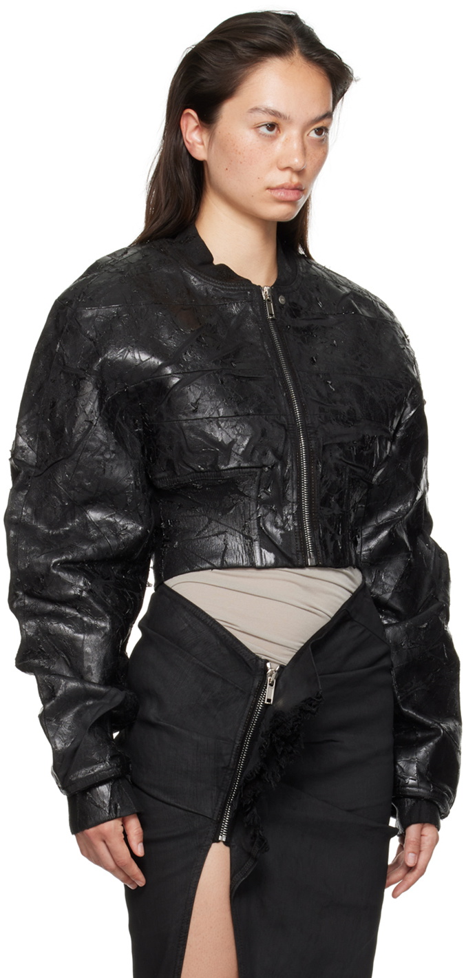Rick Owens DRKSHDW Black Collage Denim Bomber Jacket Rick Owens 