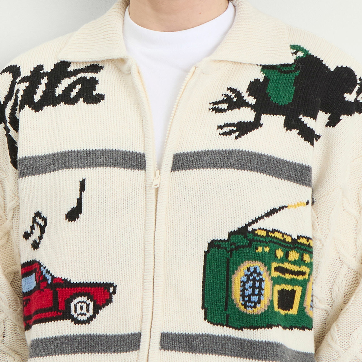 Patta Men's Perfect Day Knitted Cardigan in Beige