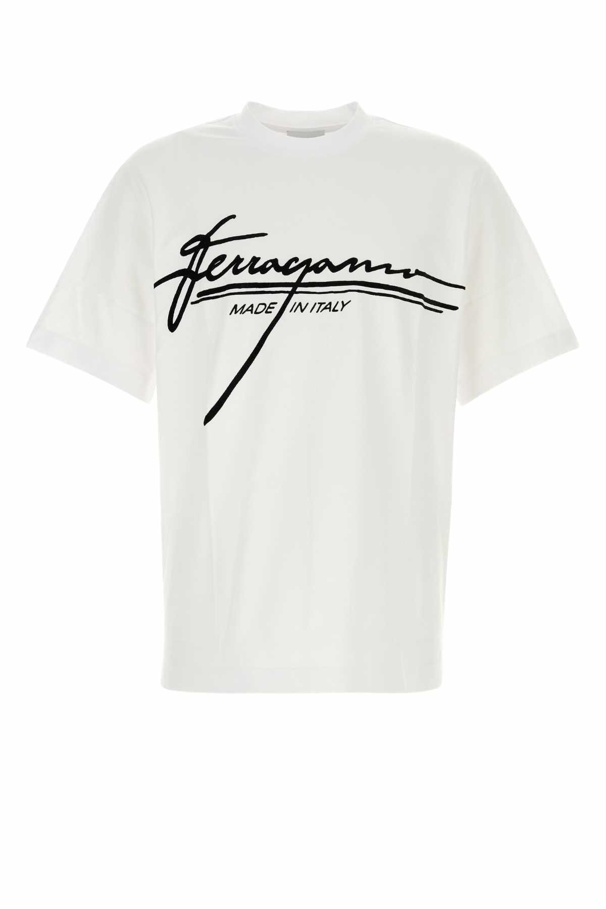 Tシャツ・カットソー SALVATORE FERRAGAMO WHITE COTTON T-SHIRT Ferragamo White Cotton T-shirt Salvatore Ferragamo
