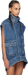 JW Anderson Blue Oversized Sleeveless High Neck Denim Vest