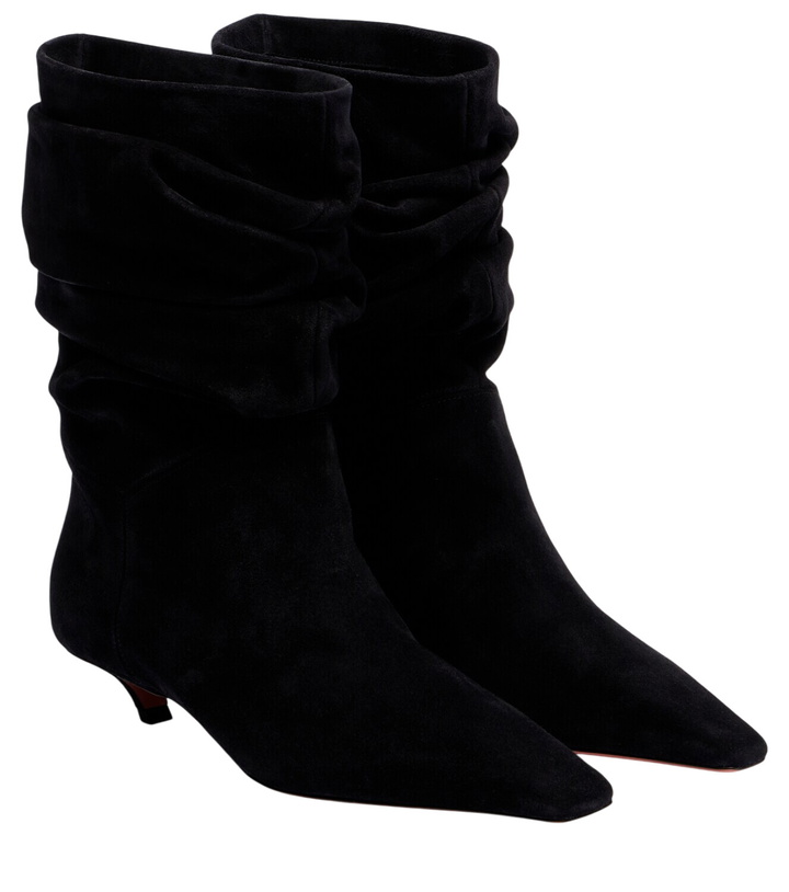 Photo: Amina Muaddi Jamie 25 suede ankle boots
