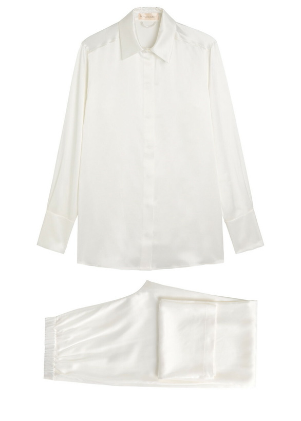 Photo: Olivia Von Halle Bacall Silk Pyjama set Ivory